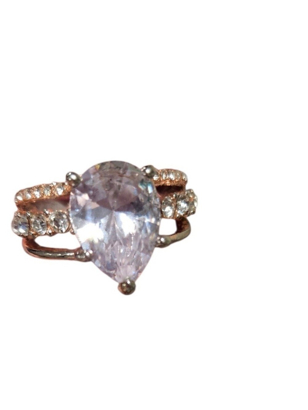 Rose Gold Teardrop Cubic Zirconia Ring - Women Jewelry